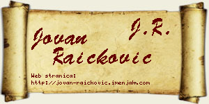Jovan Raičković vizit kartica